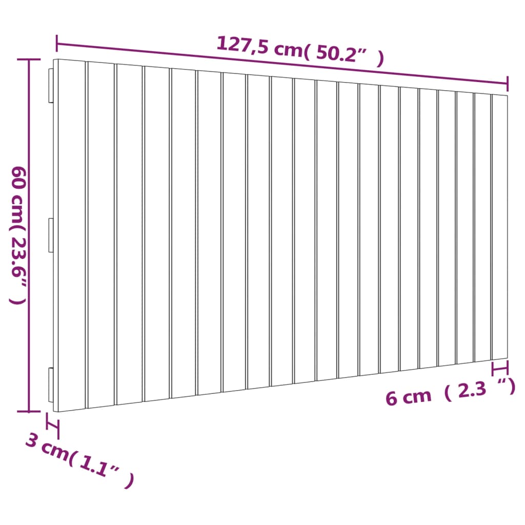 Veggmontert hodegavl 127,5x3x60 cm heltre furu