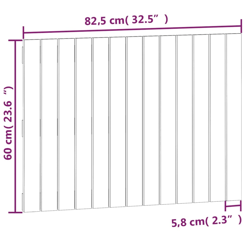 Veggmontert hodegavl 82,5x3x60 cm heltre furu