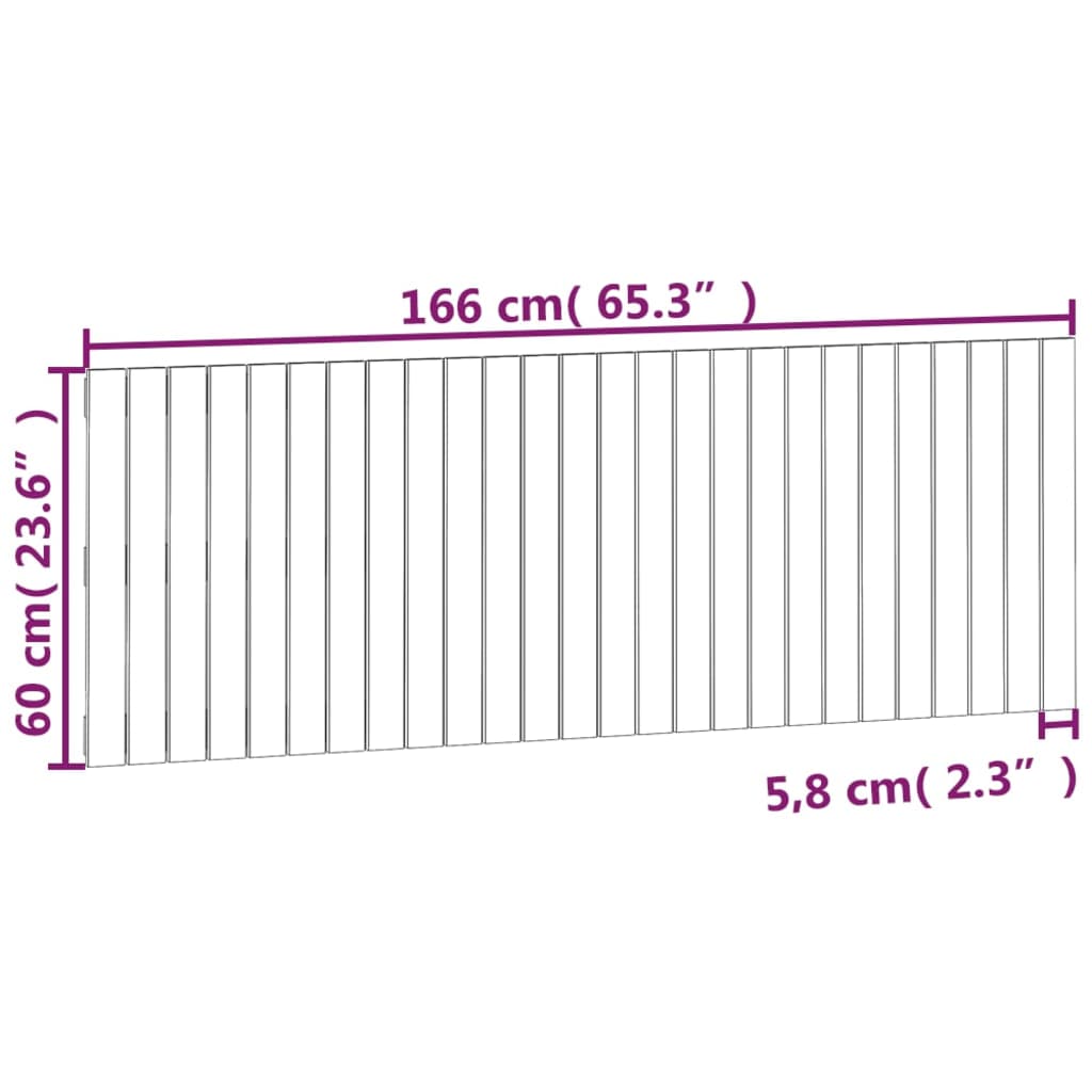 Veggmontert hodegavl honningbrun 166x3x60 cm heltre furu