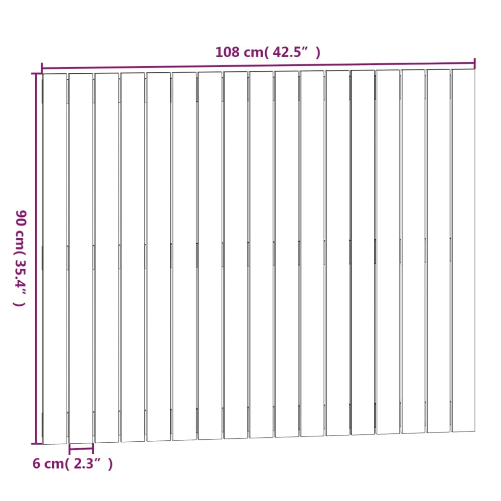 Veggmontert hodegavl 108x3x90 cm heltre furu