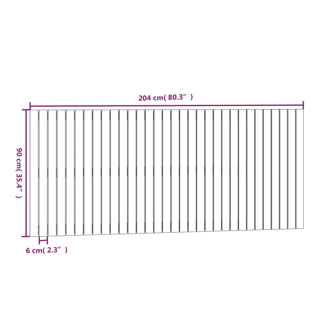 Veggmontert hodegavl 204x3x90 cm heltre furu