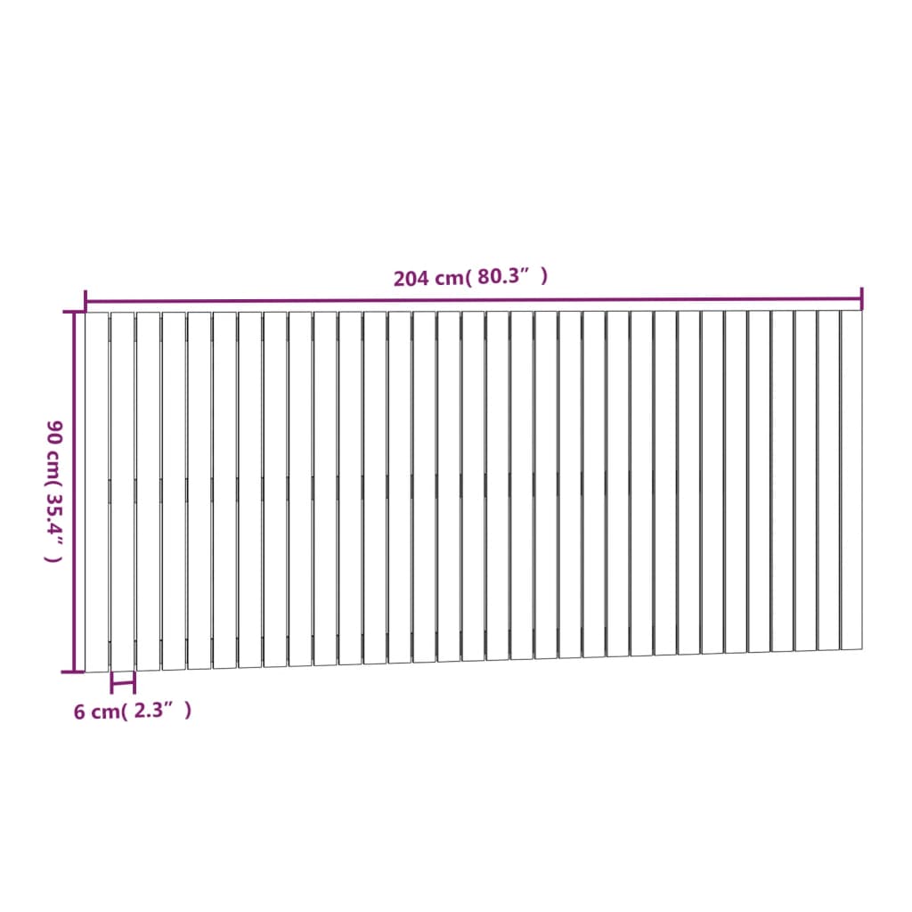 Veggmontert hodegavl honningbrun 204x3x90 cm heltre furu