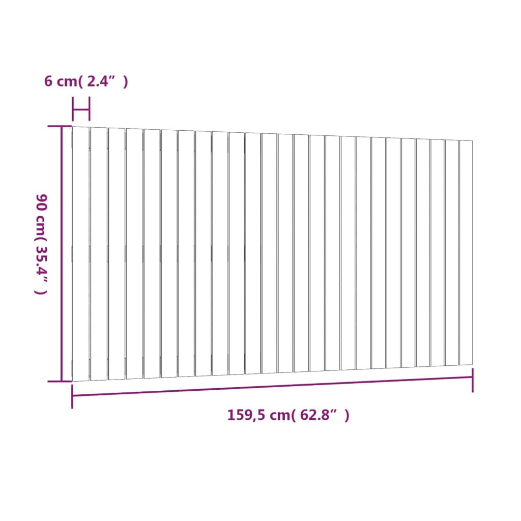 Veggmontert hodegavl 159,5x3x90 cm heltre furu