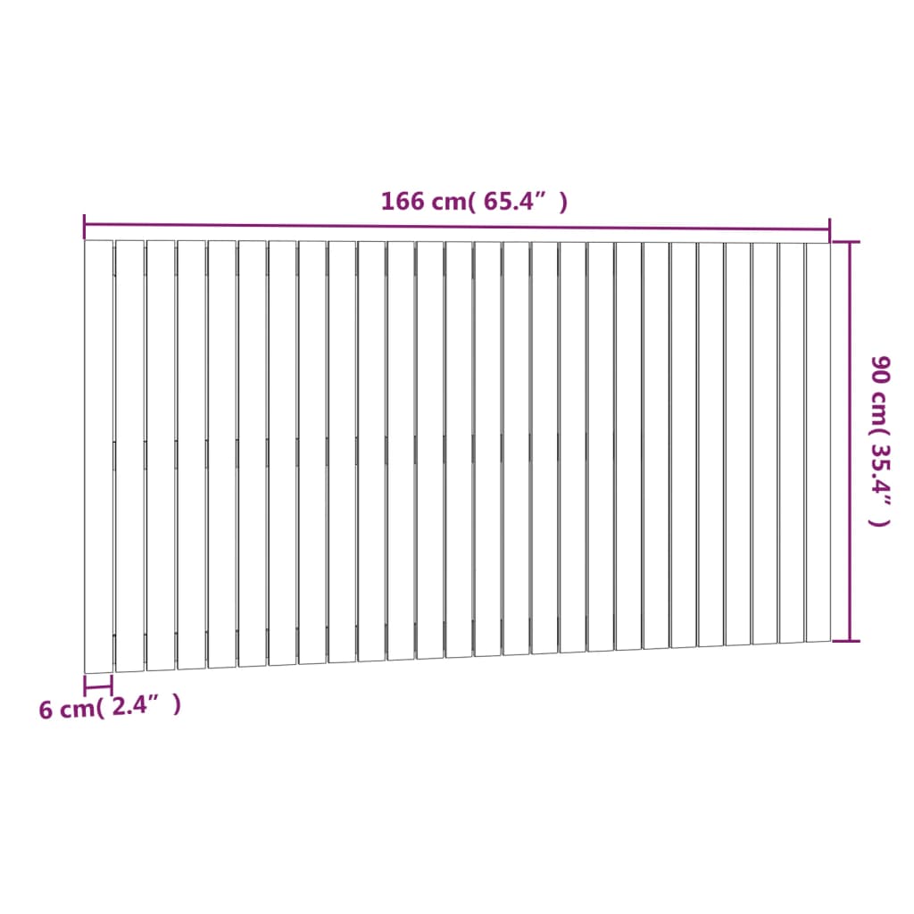 Veggmontert hodegavl 166x3x90 cm heltre furu