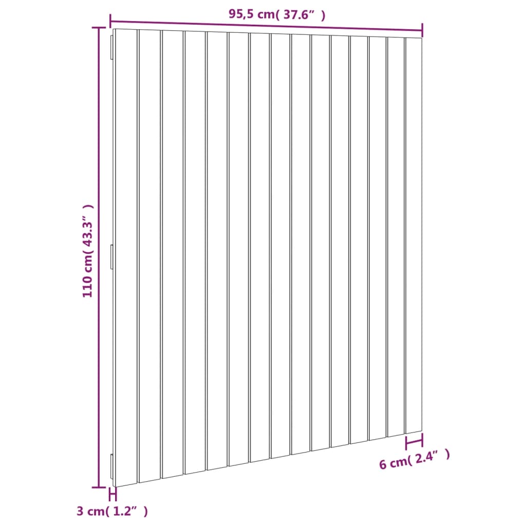 Veggmontert hodegavl 95,5x3x110 cm heltre furu