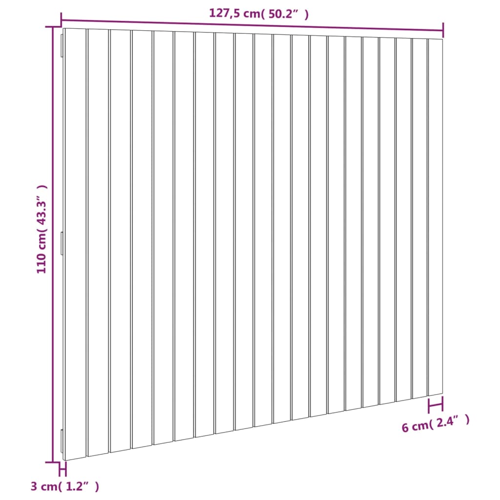 Veggmontert hodegavl 127,5x3x110 cm heltre furu