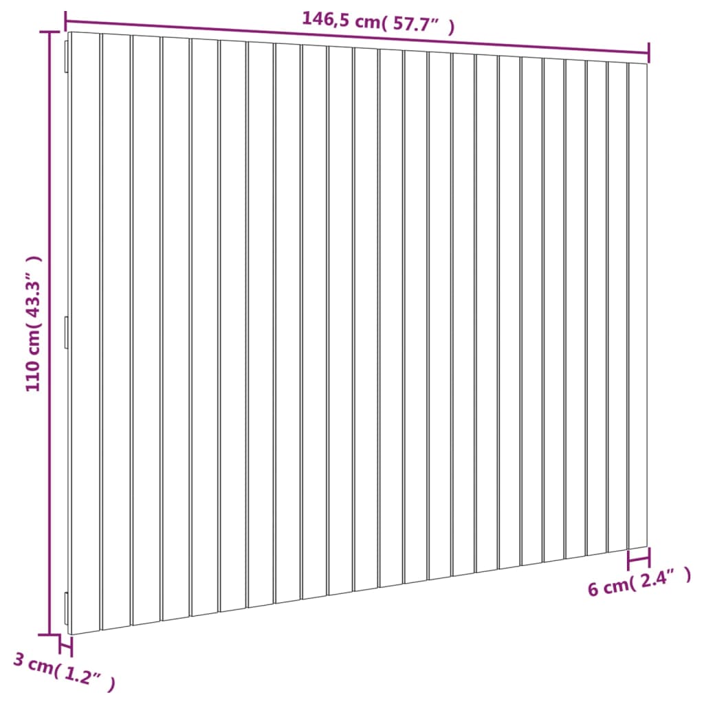 Veggmontert hodegavl 146,5x3x110 cm heltre furu