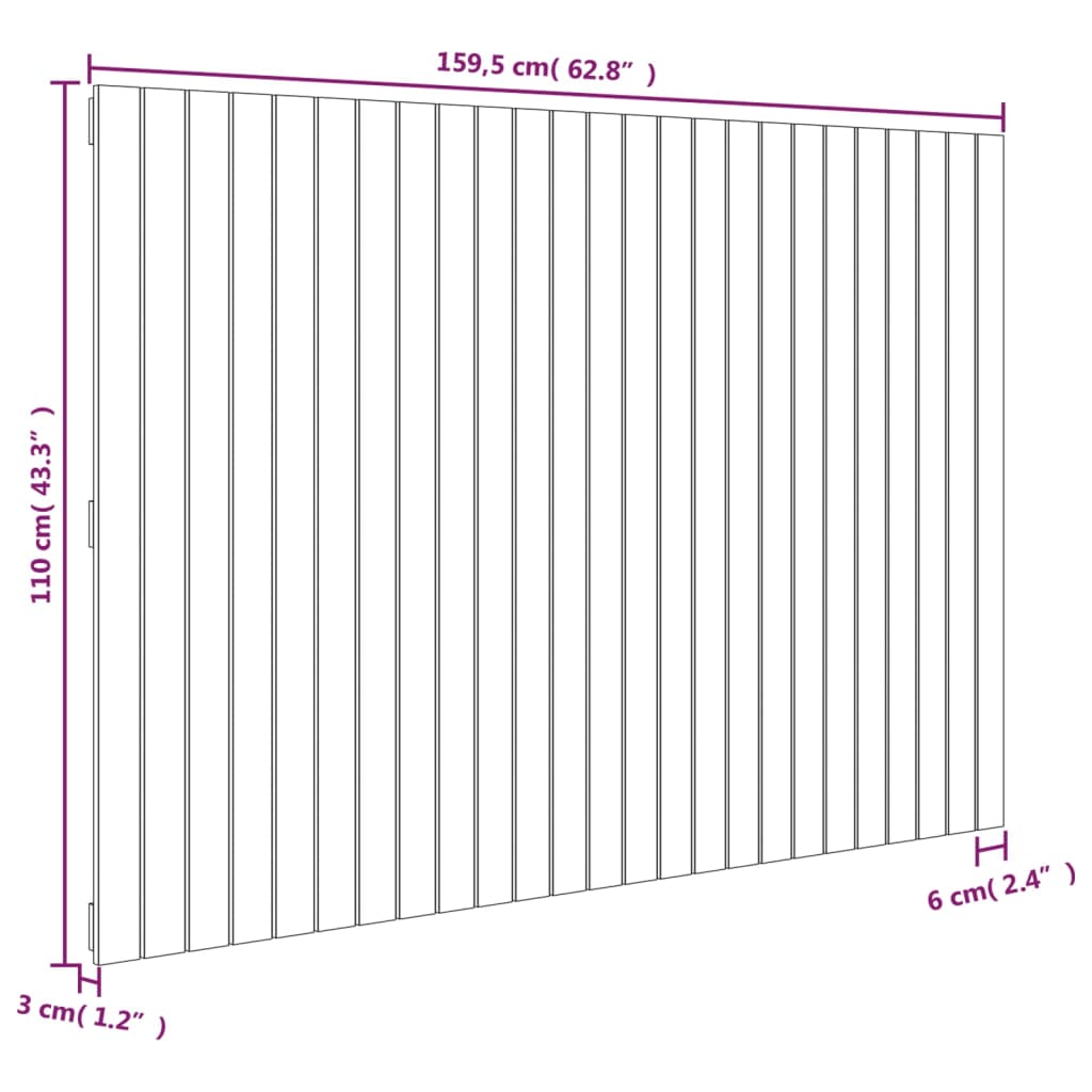 Veggmontert hodegavl 159,5x3x110 cm heltre furu