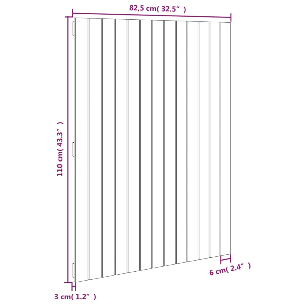 Veggmontert hodegavl honningbrun 82,5x3x110 cm heltre furu