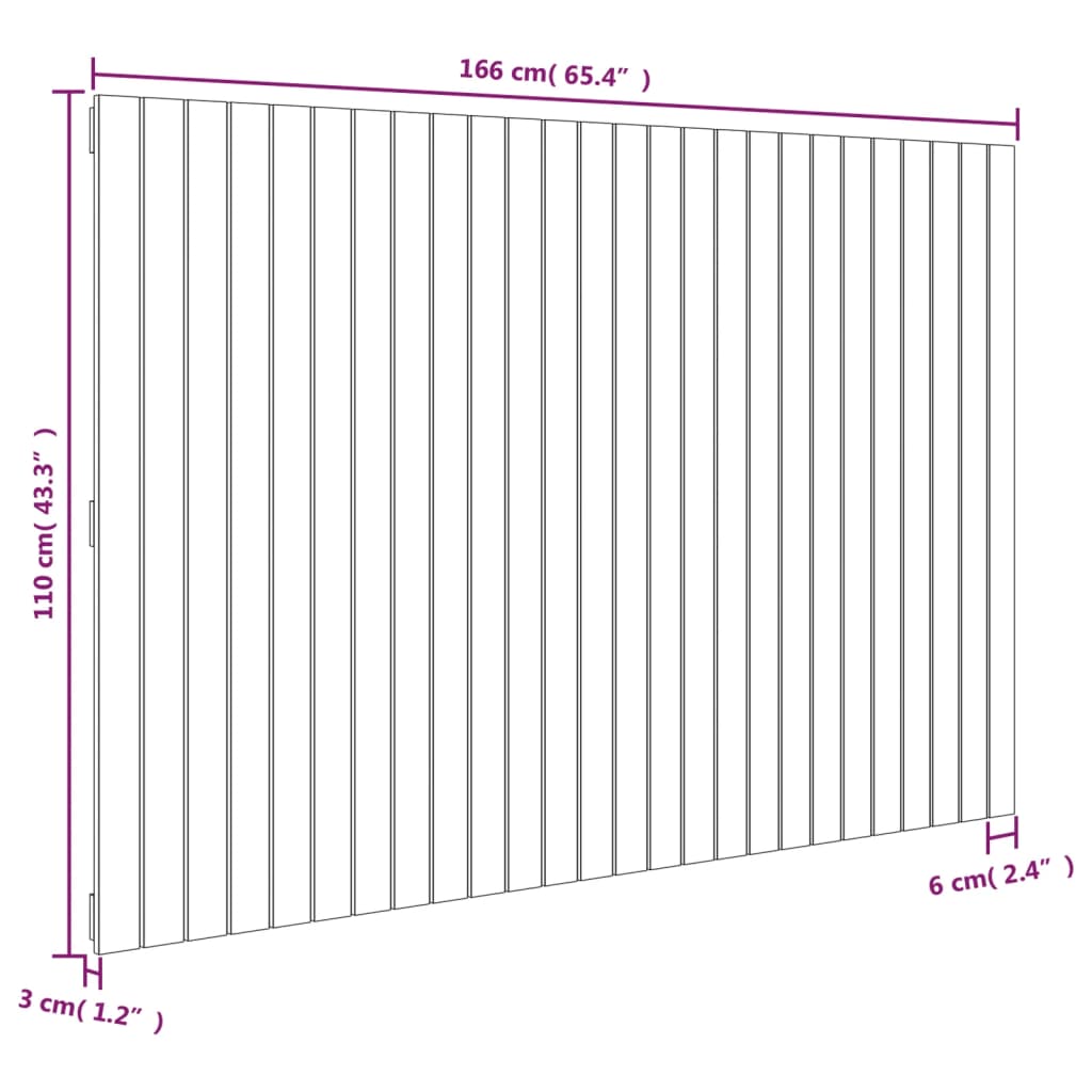 Veggmontert hodegavl honningbrun 166x3x110 cm heltre furu