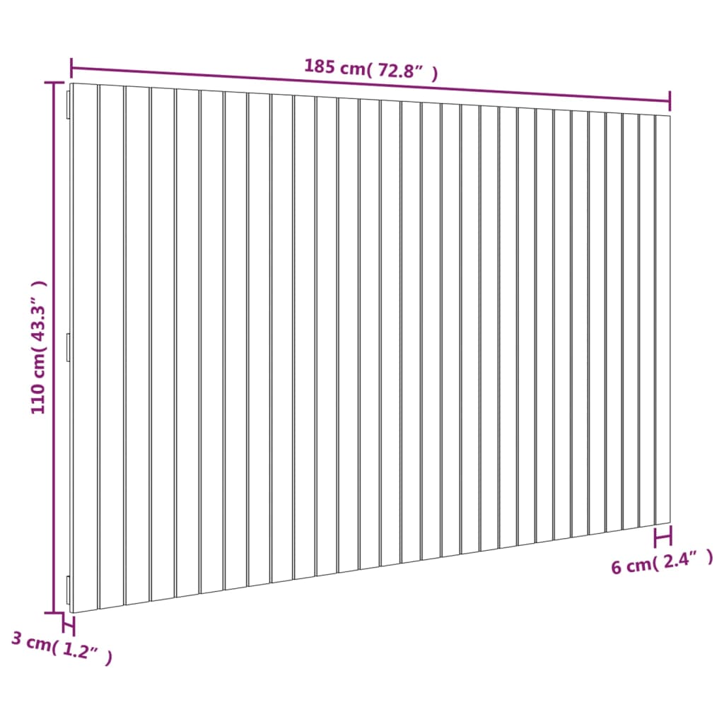 Veggmontert hodegavl 185x3x110 cm heltre furu