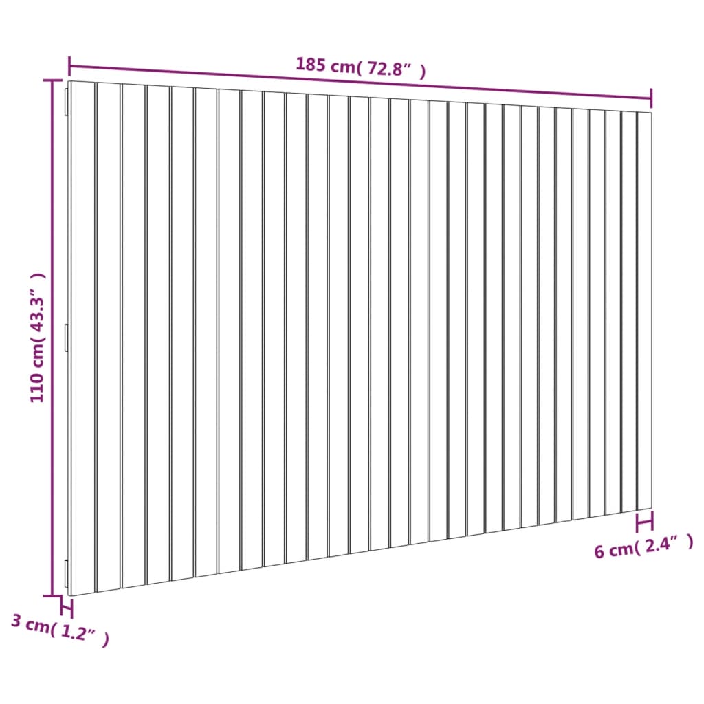 Veggmontert hodegavl honningbrun 185x3x110 cm heltre furu