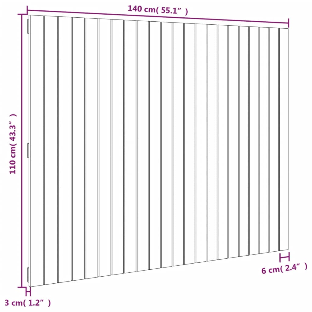 Veggmontert hodegavl 140x3x110 cm heltre furu