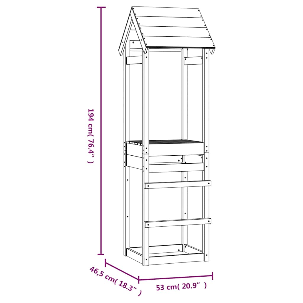 vidaXL Leketårn 53x46,5x194 cm heltre douglasgran