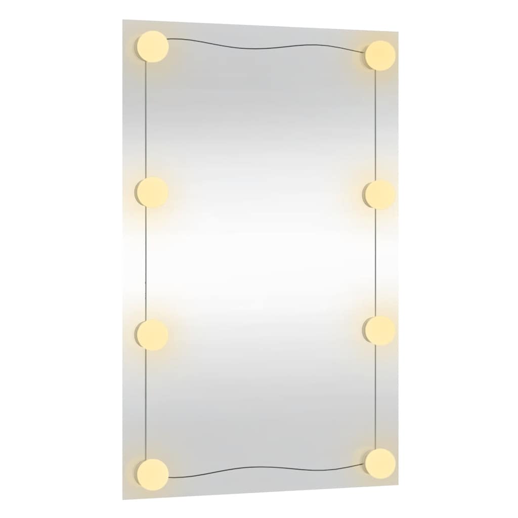 Veggspeil med LED-lys 40x60 cm glass rektangel