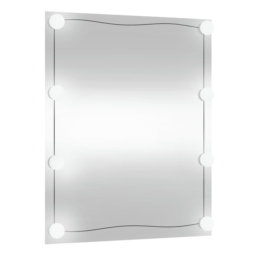 Veggspeil med LED-lys 50x60 cm glass rektangel