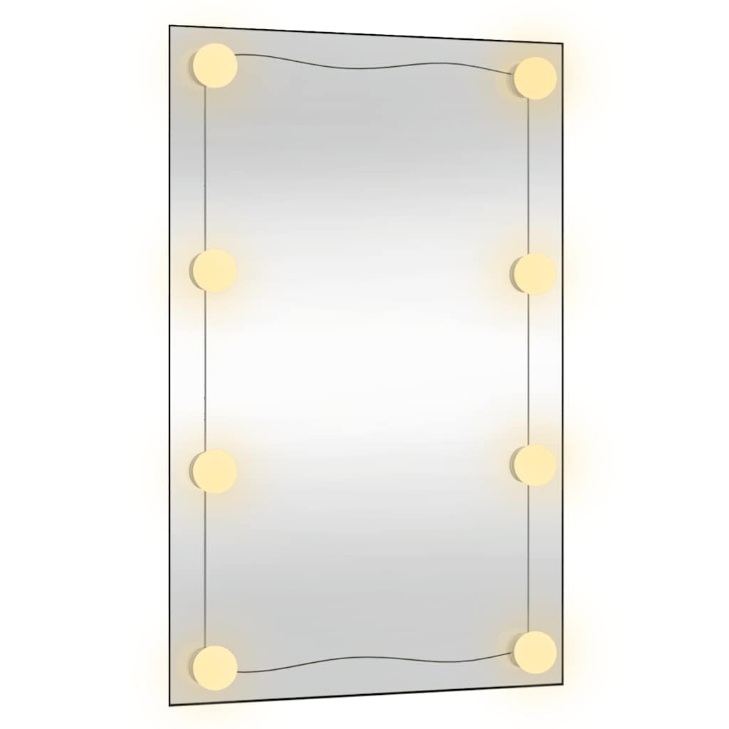 Veggspeil med LED-lys 50x80 cm glass rektangel