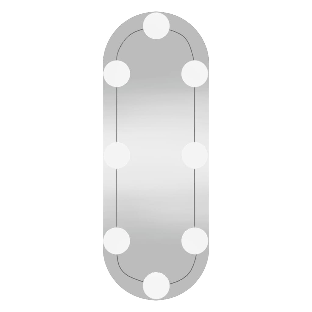 Veggspeil med LED-lys 15x40 cm glass oval