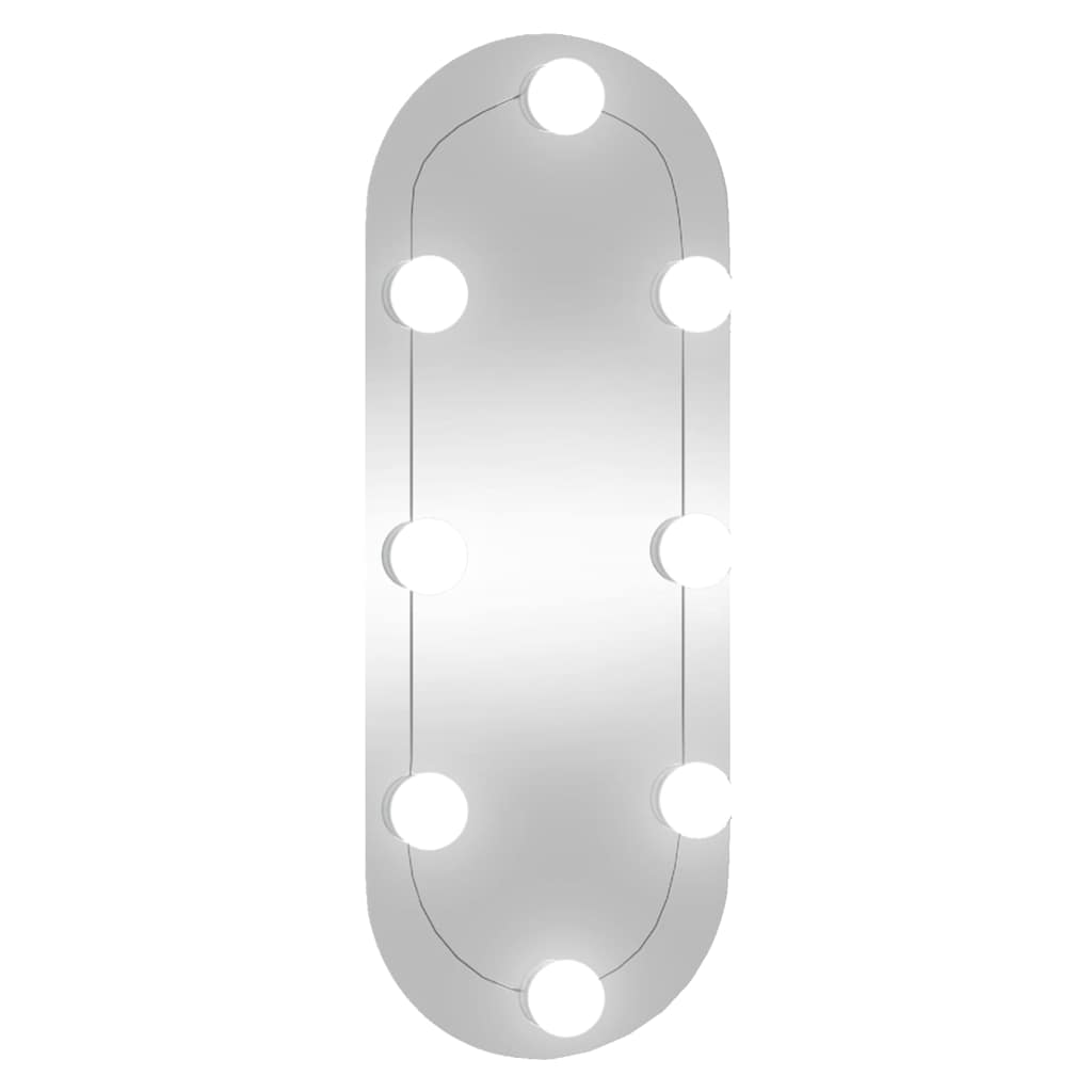 Veggspeil med LED-lys 20x50 cm glass oval