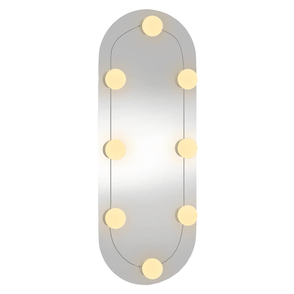 Veggspeil med LED-lys 20x50 cm glass oval