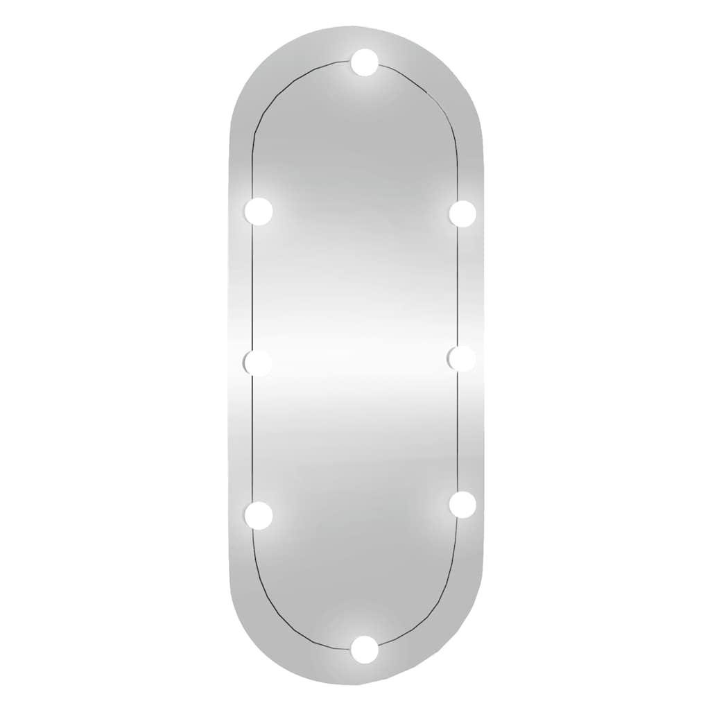 Veggspeil med LED-lys 25x60 cm glass oval