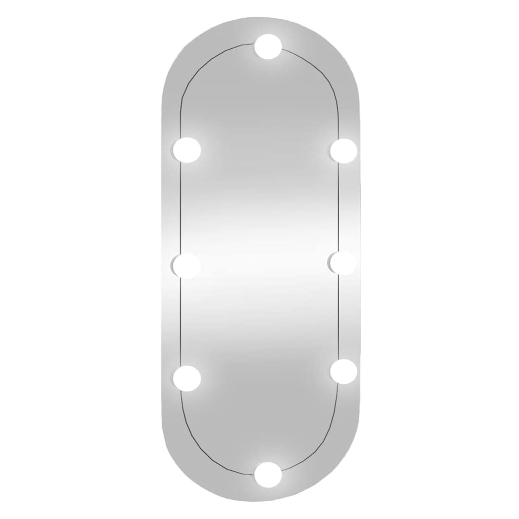 Veggspeil med LED-lys 35x80 cm glass oval