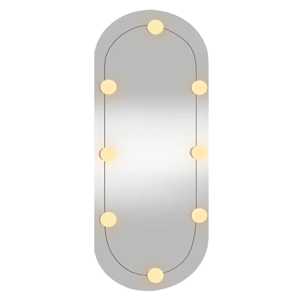 Veggspeil med LED-lys 35x80 cm glass oval