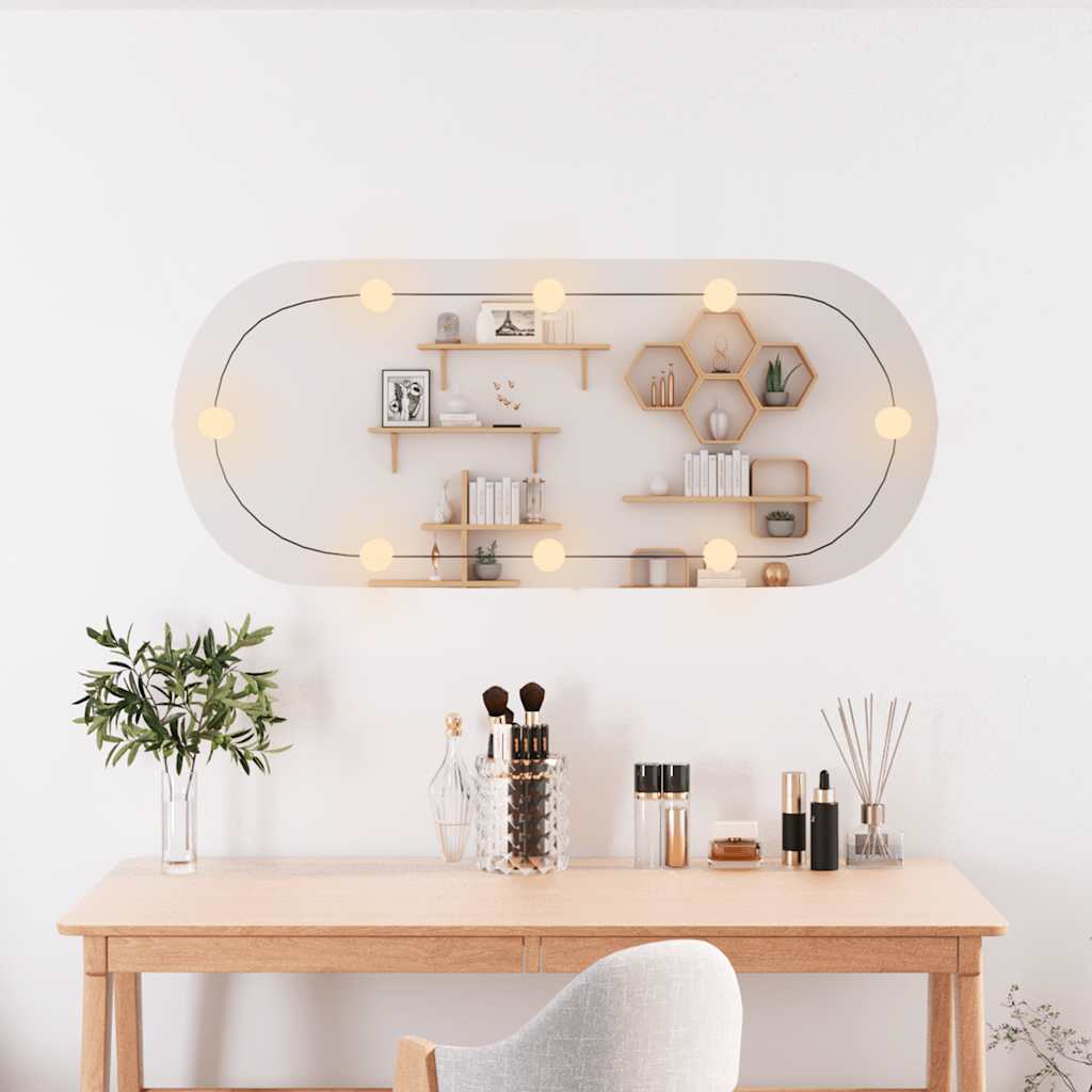 Veggspeil med LED-lys 40x90 cm glass oval