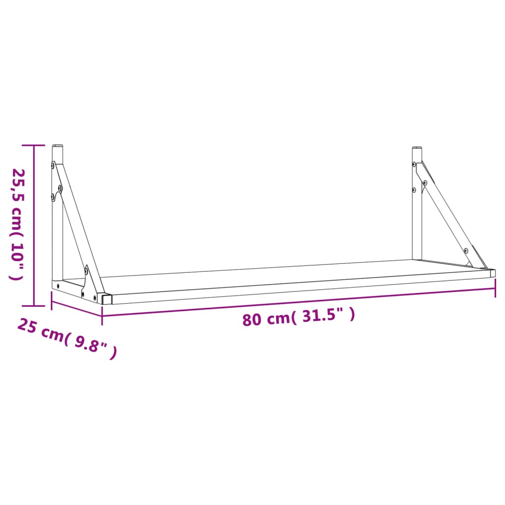 Veggskap 2 stk sonoma eik 80x25x25,5 cm konstruert tre