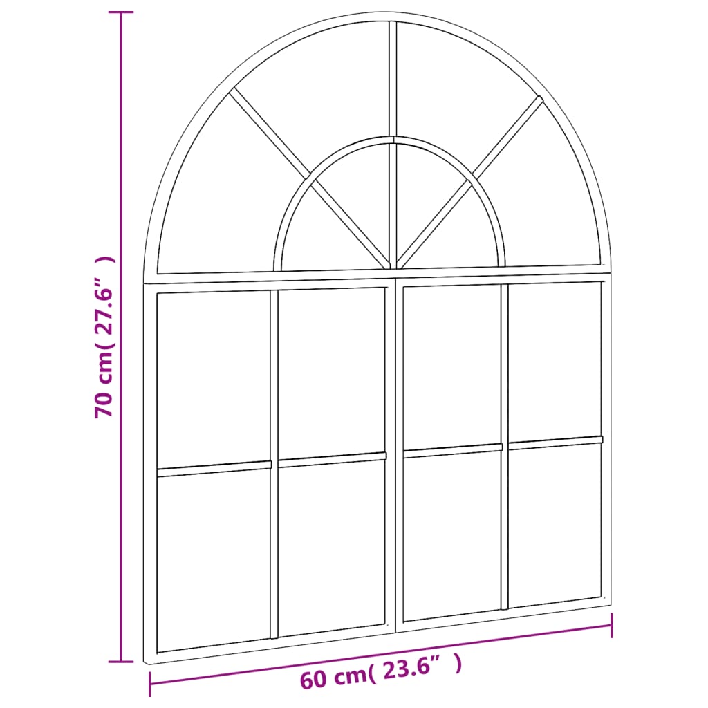 Veggspeil svart 60x70 cm buet jern