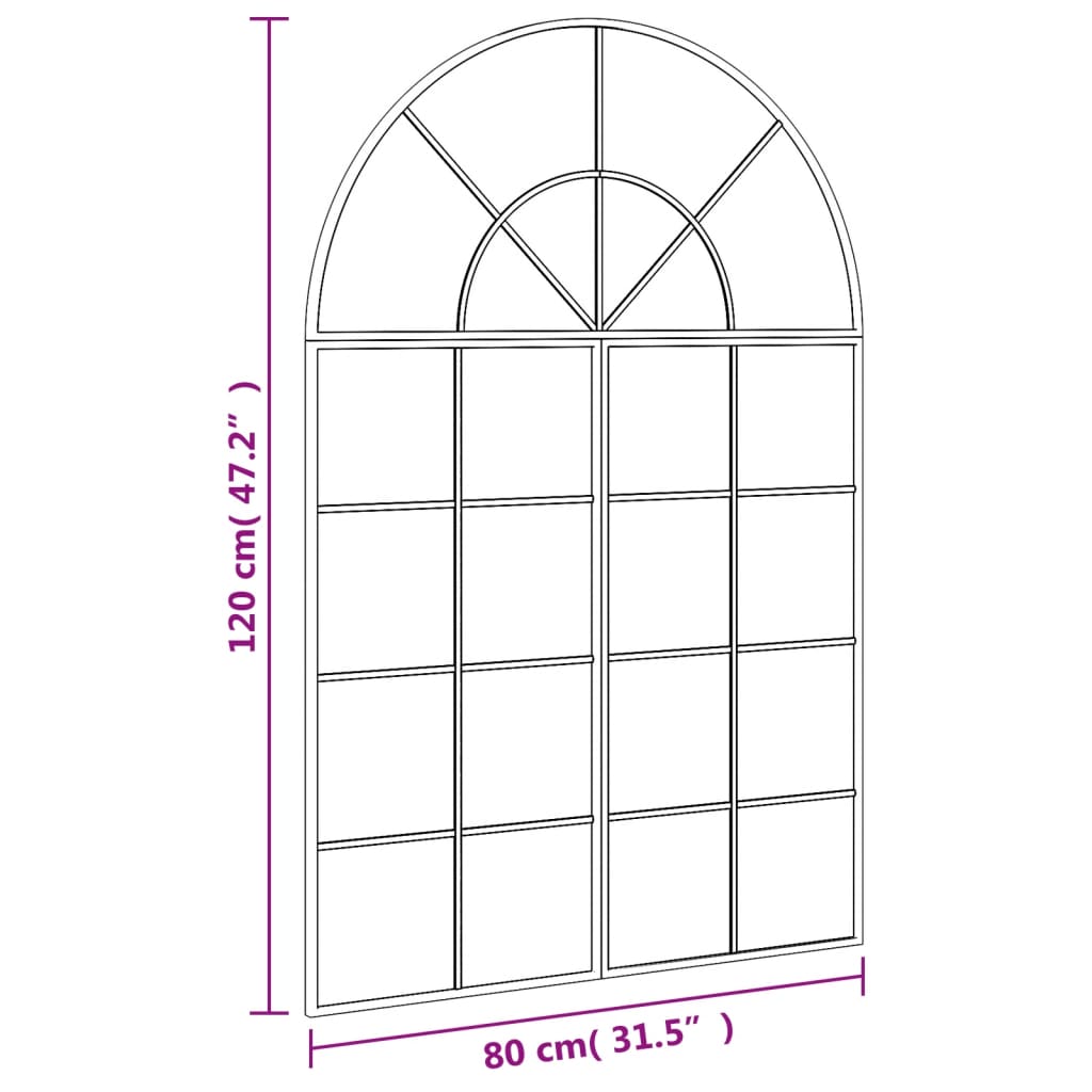 Veggspeil svart 80x120 cm buet jern