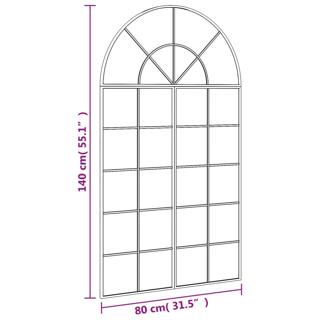 Veggspeil svart 80x140 cm buet jern