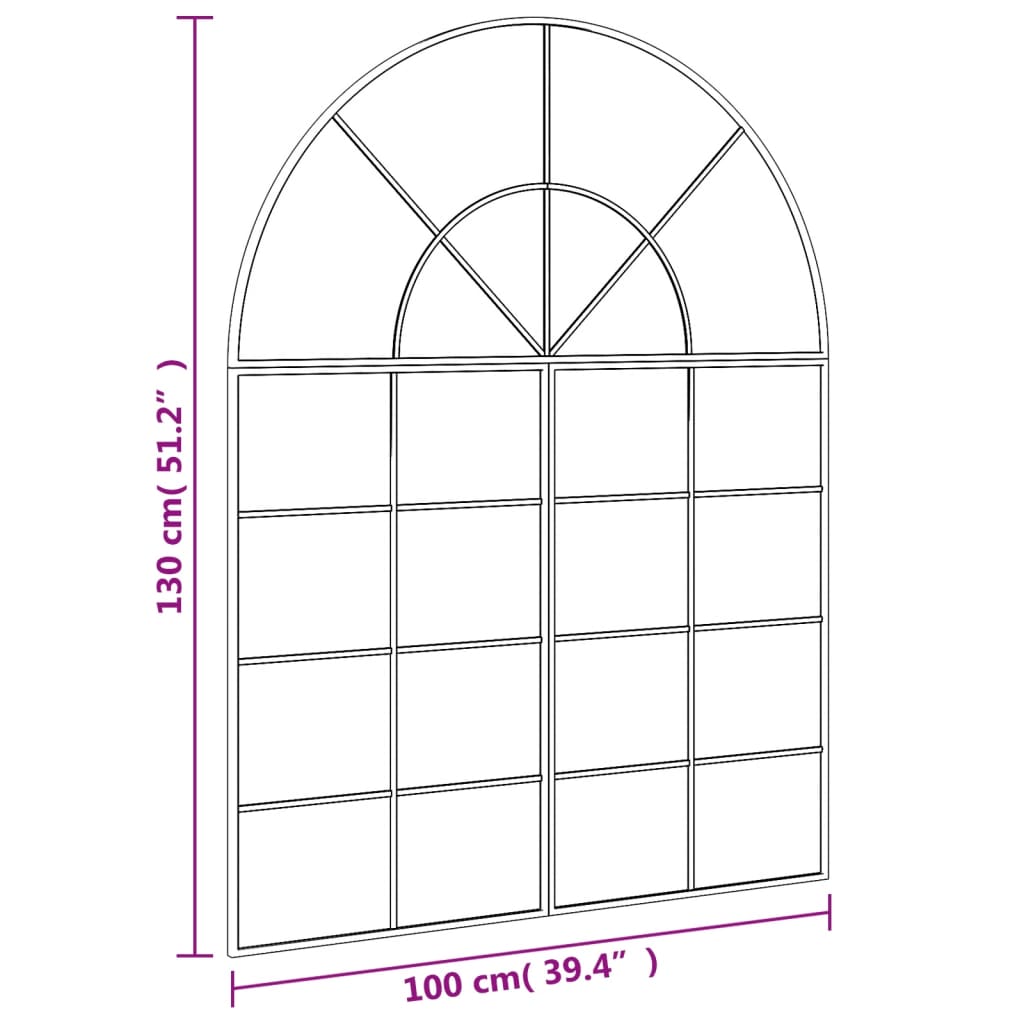 Veggspeil svart 100x130 cm buet jern