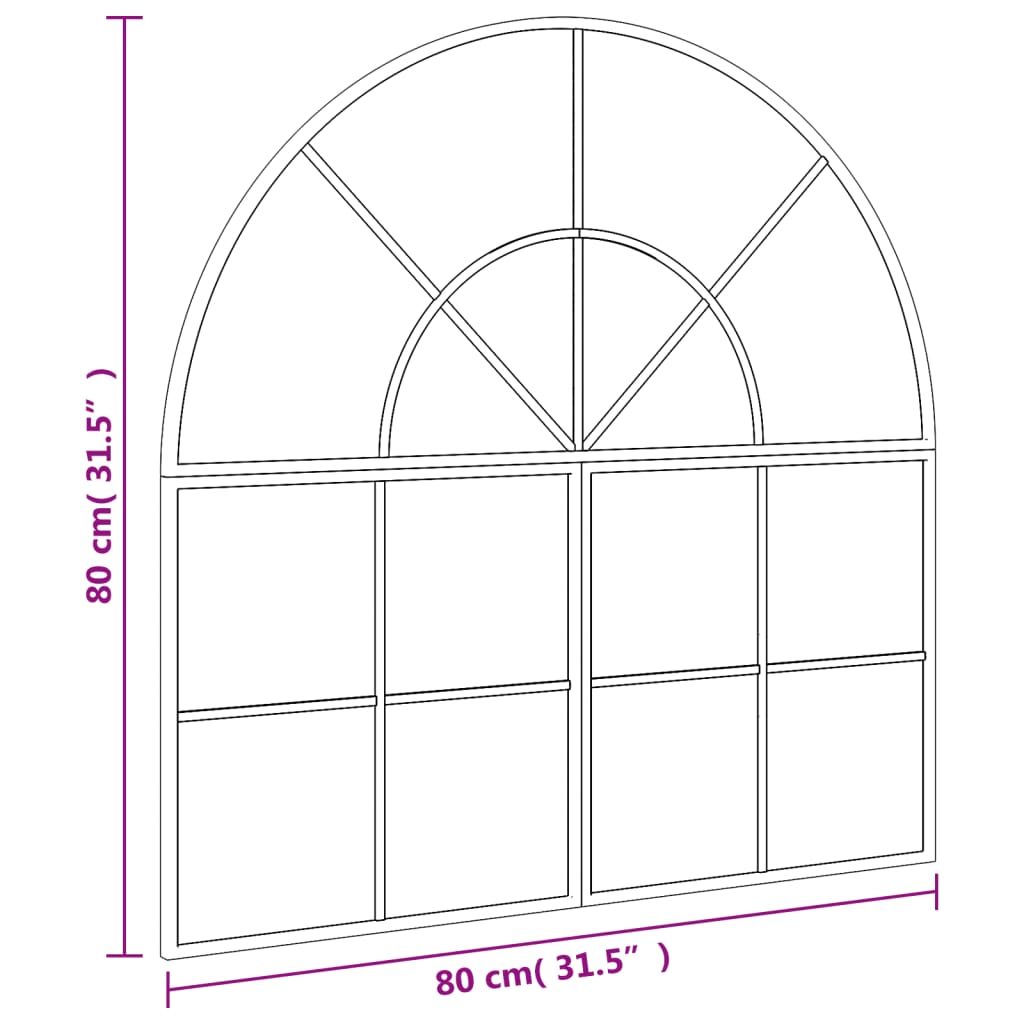 Veggspeil svart 80x80 cm buet jern