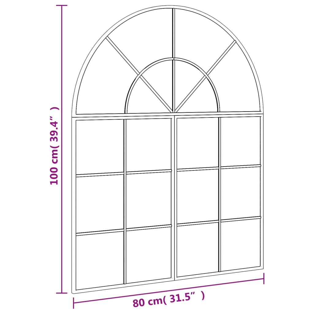 Veggspeil svart 80x100 cm buet jern