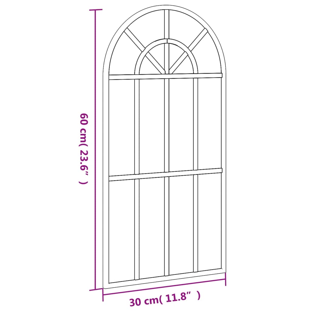 Veggspeil svart 30x60 cm buet jern