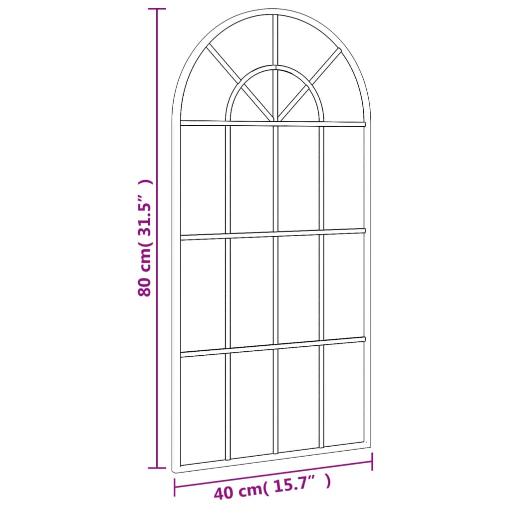 Veggspeil svart 40x80 cm buet jern