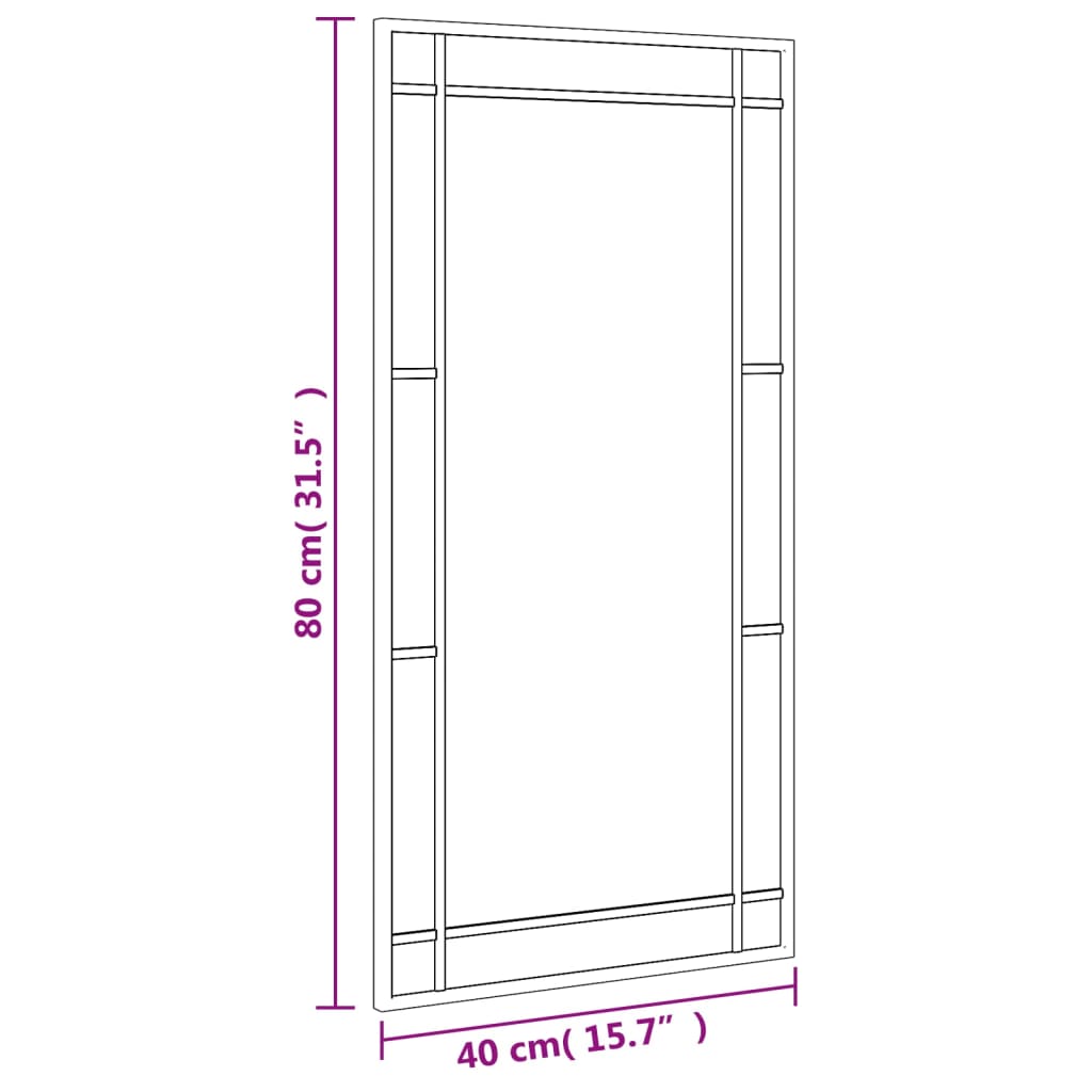 Veggspeil svart 40x80 cm rektangel jern