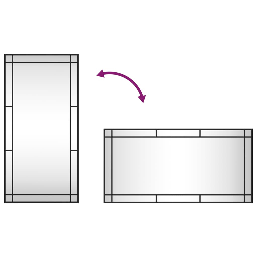 Veggspeil svart 50x100 cm rektangel jern