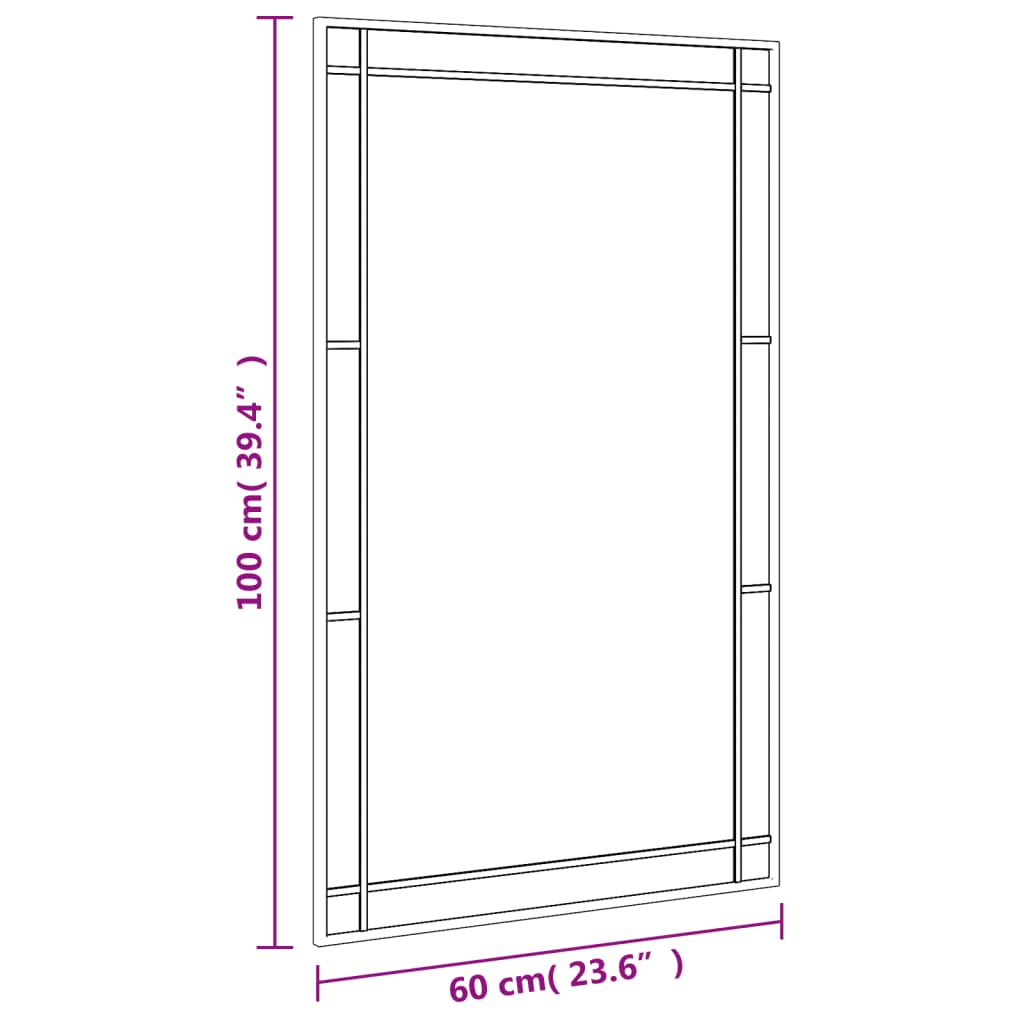 Veggspeil svart 60x100 cm rektangel jern