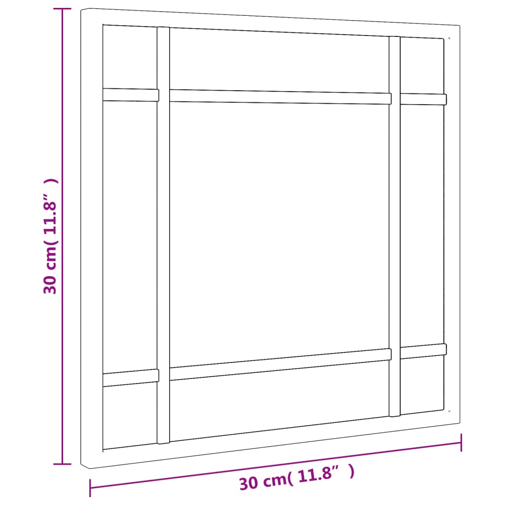 Veggspeil svart 30x30 cm buet jern