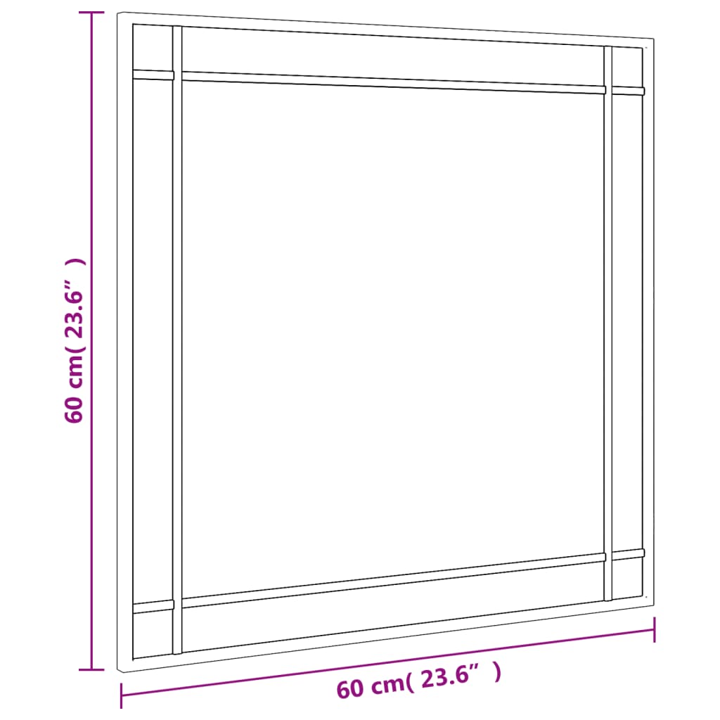 Veggspeil svart 60x60 cm rektangel jern