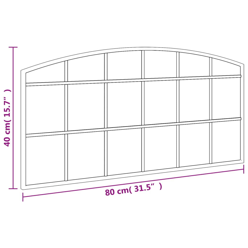 Veggspeil svart 80x40 cm buet jern