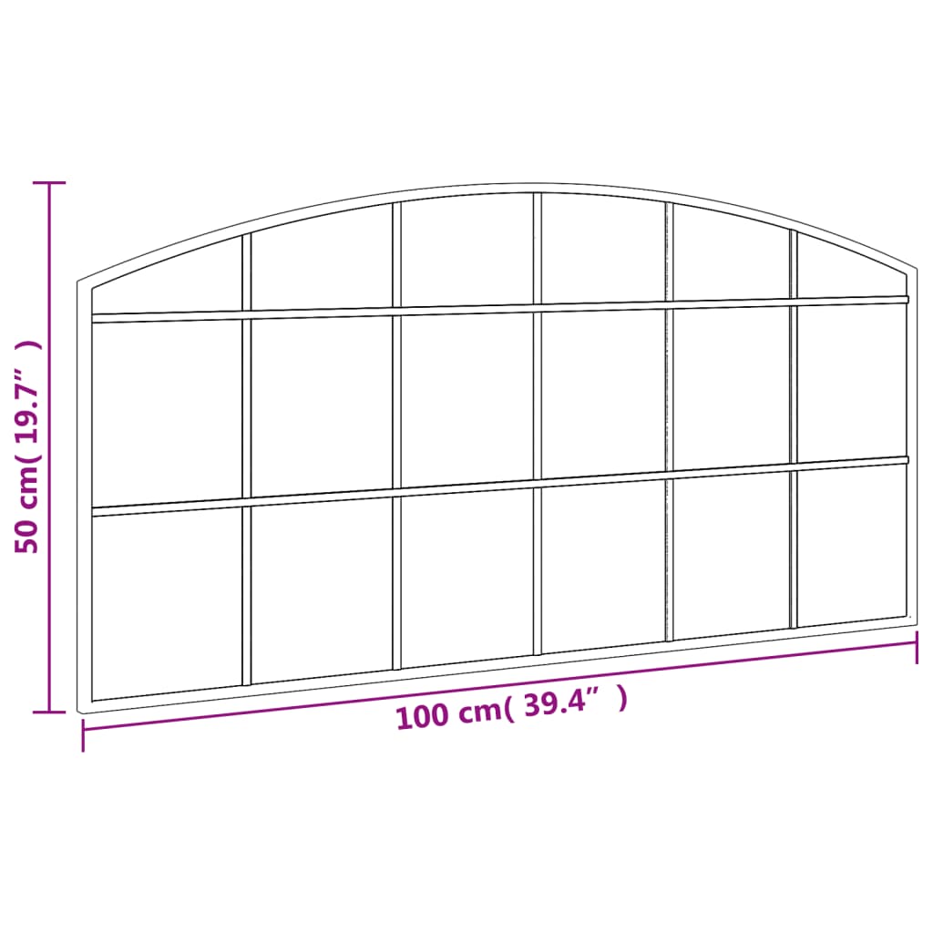 Veggspeil svart 100x50 cm buet jern