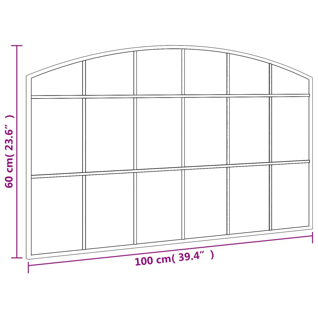 Veggspeil svart 100x60 cm buet jern