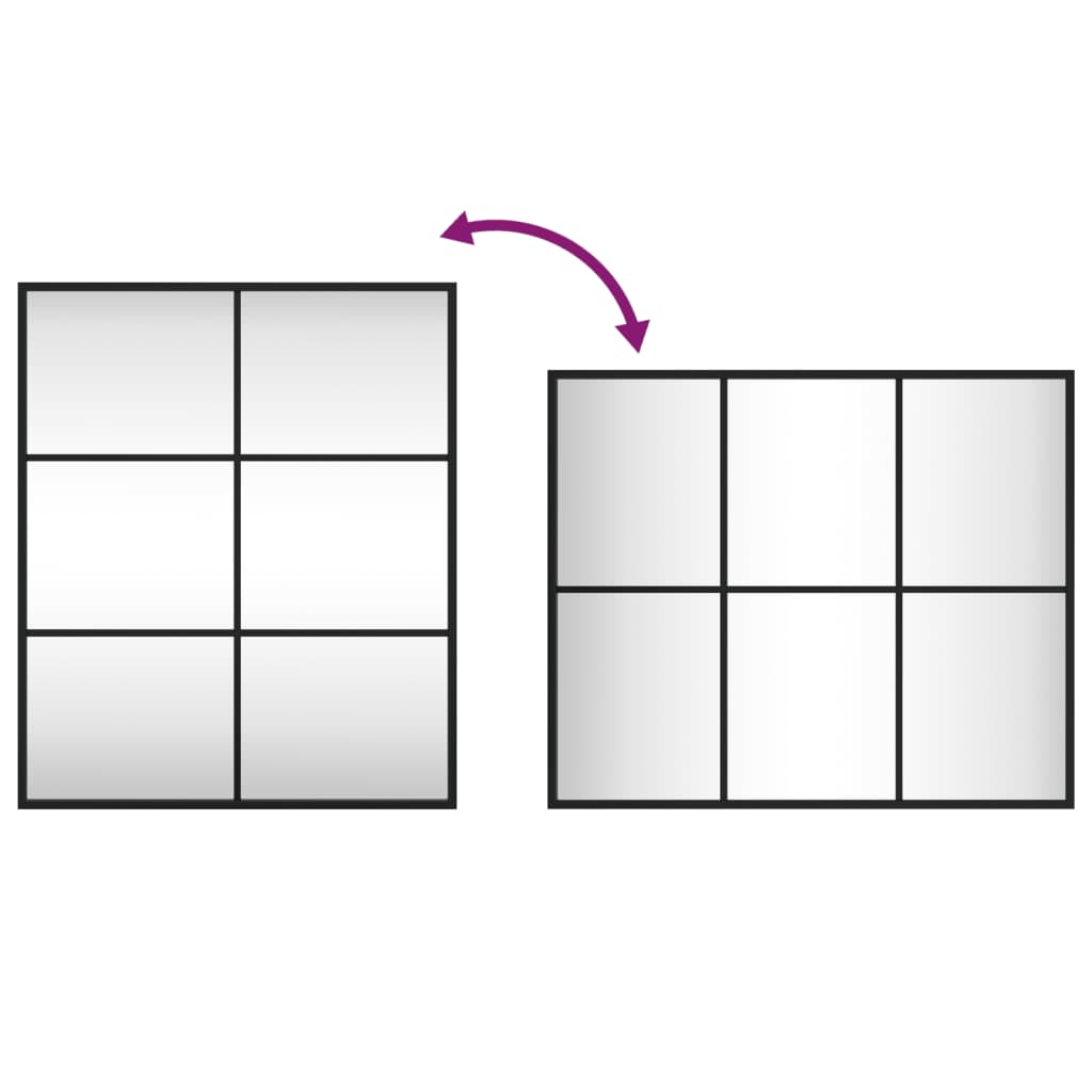 Veggspeil svart 50x60 cm rektangel jern