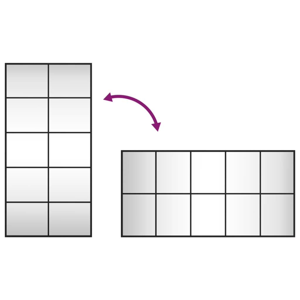 Veggspeil svart 50x100 cm rektangel jern