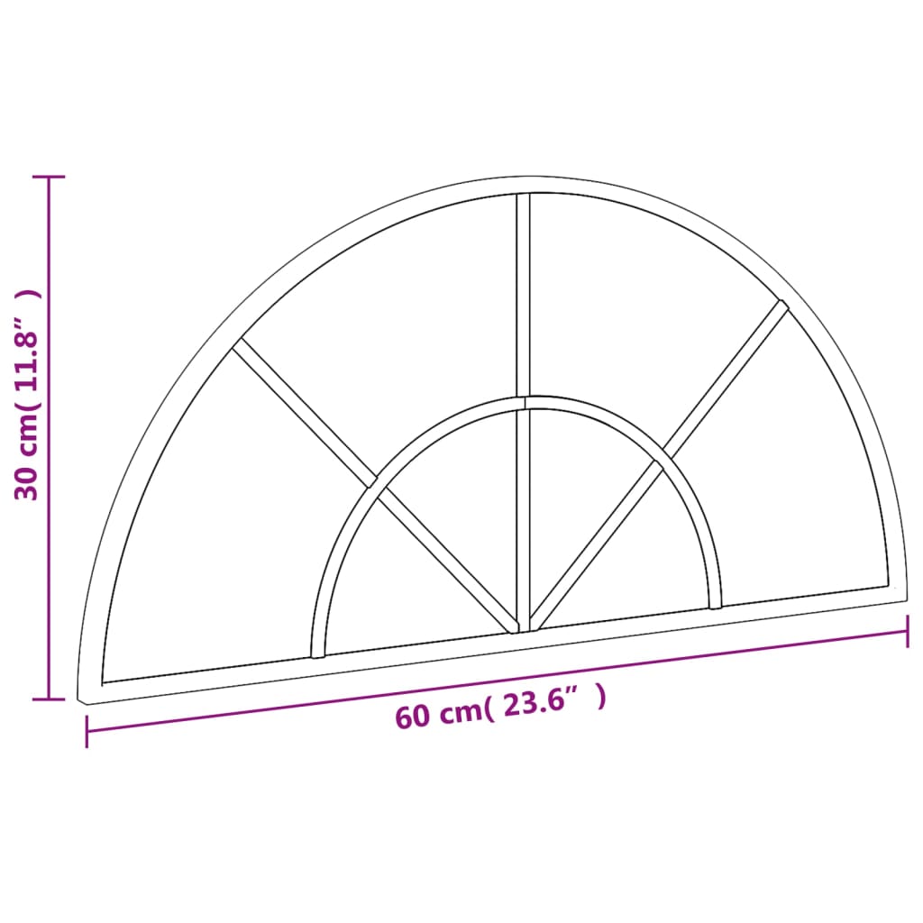 Veggspeil svart 60x30 cm buet jern