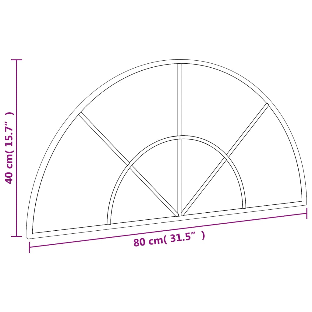 Veggspeil svart 80x40 cm buet jern