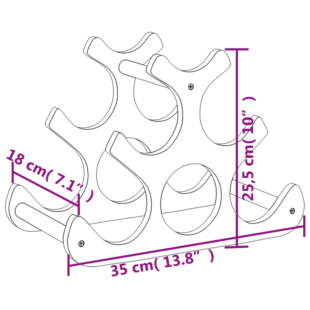 vinstativ for 6 flasker 35x18x25,5 cm bambus